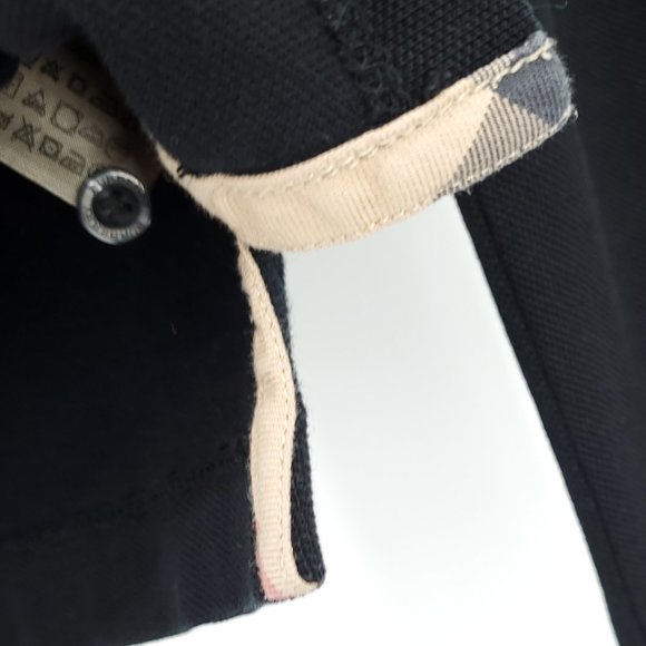 Men's Burberry Brit 100% Cotton Long Sleeve Polo S Black - Picture 12 of 16